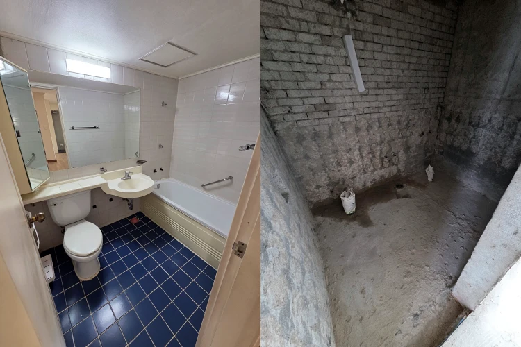 유원서초아파트 안방화장실부분 철거 전후 사진