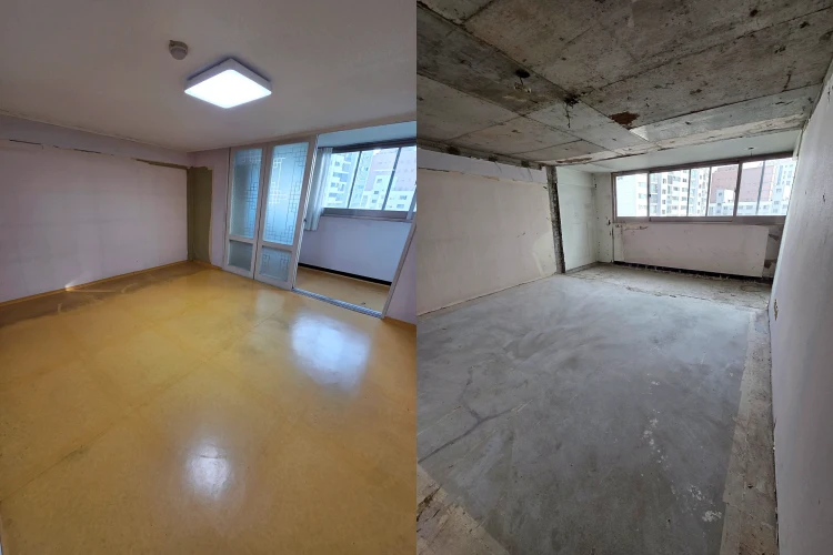 유원서초아파트 안방 철거 전후사진