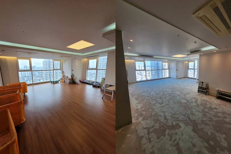 더샵스타시티 거실 철거 전후 모습